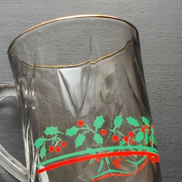 Vintage | Libbey Arby's 1987 Holly Berry glass Irish Coffee mugs with gold trim - Picture 10 of 16